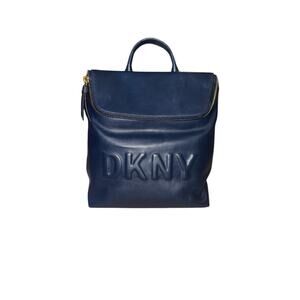 Dkny Bryant vegan leather navy zip top backpack